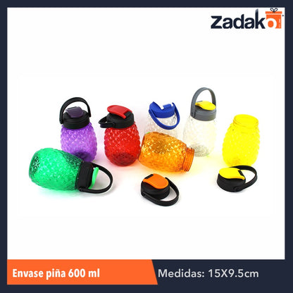 ENVASE PINA 600 ML CON TAPA, CON 1 PZ O CAJA CON 77 PZS