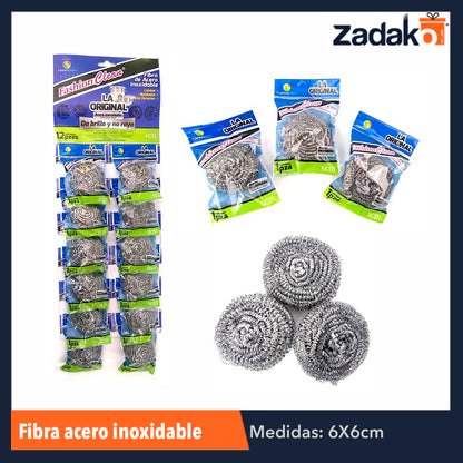 FC12 FCP22  FIBRA DE ACERO INOXIDABLE, CON 12 PZS, O CAJA CON 60 PQTS