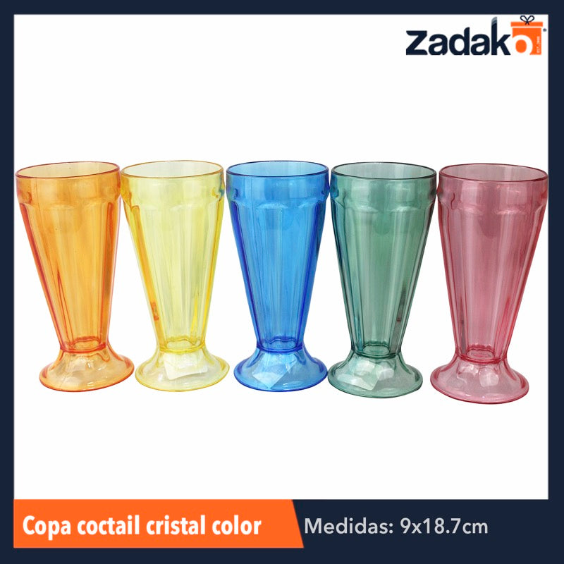 COPA COCTAIL CRISTAL COLORES, CON 1 PZ O CAJA CON 48 PZS