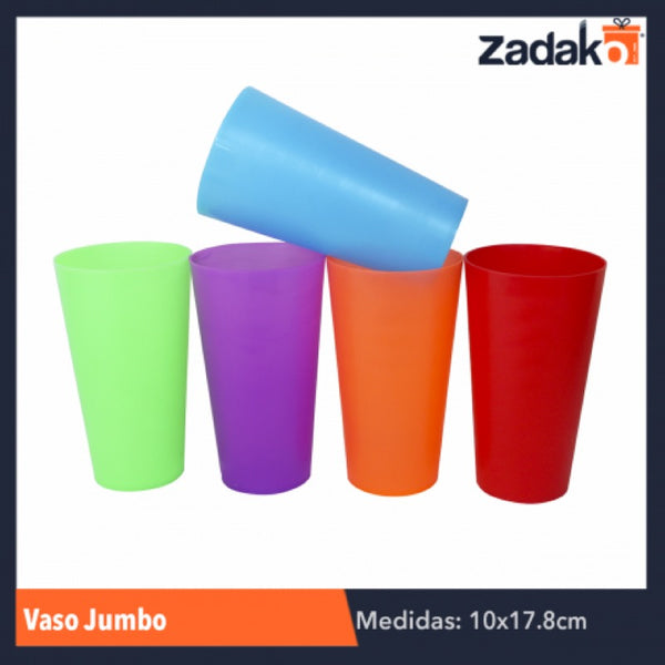 VASO JUMBO COLORES, CON 1 PZ O CAJA CON 270 PZS