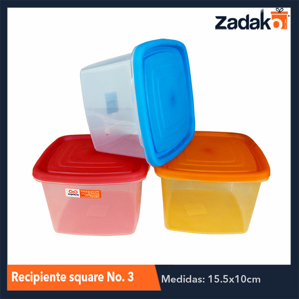 RECIPIENTE SQUARE NO. 3 CON 1 PZ O CAJA CON 20 PZS