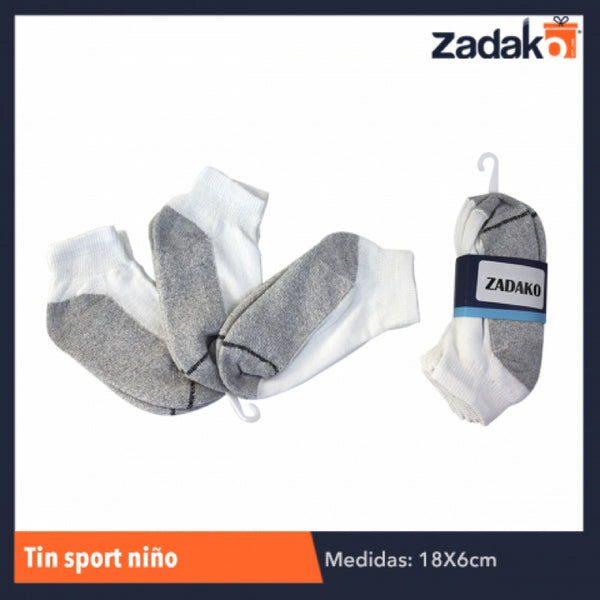 TIN 3 PARES SPORT NINOS , CON 4 PZS, O CAJA CON 40 PQTS