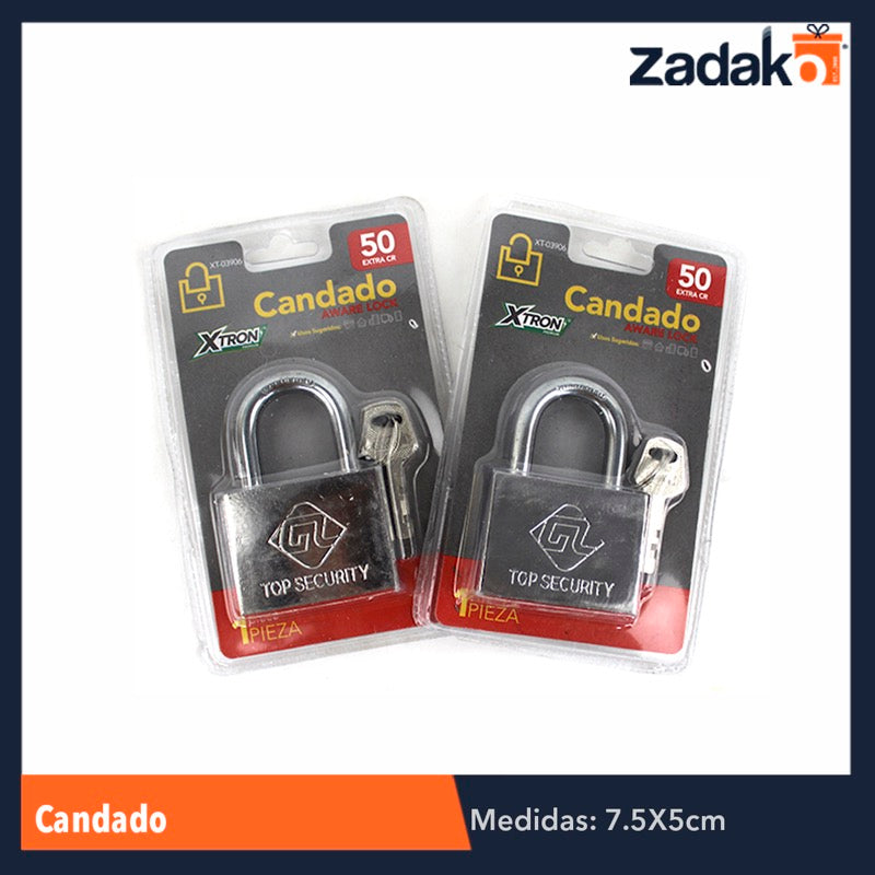XT-03906 CANDADO 50MM DE ACERO 7503106531216 PAQ. CON 1 PZS O CAJA CON 72 PAQ