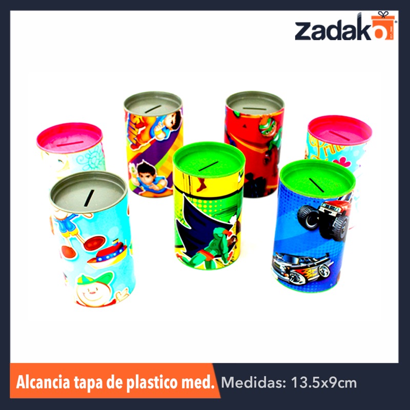 ALCANCIA TAPA DE PLASTICO MEDIANA, CON 1 PZ O CAJA CON 100 PZS