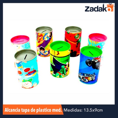 ALCANCIA TAPA DE PLASTICO MEDIANA, CON 1 PZ O CAJA CON 100 PZS