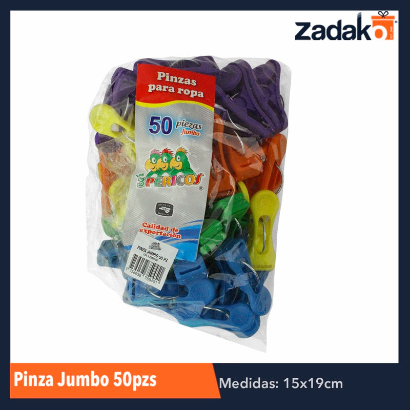 PINZA JUMBO BLISTER 50PZS, CON 1 PZ O CAJA CON 30 PZS