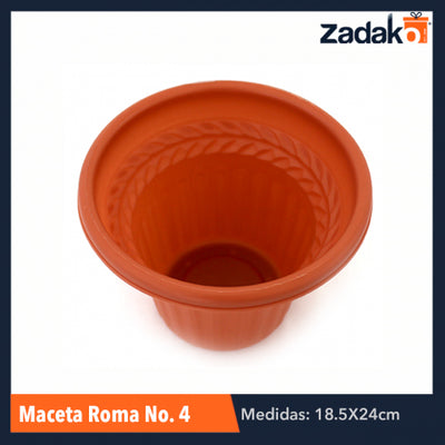 MACETA ROMA NO. 4 TERRACOTA, CON 1 PZ O CAJA CON 50 PZS