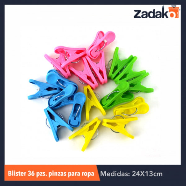 M15000 BLISTER 36 PZS PINZA PARA ROPA, CON 1 PZ O CAJA CON 20 PZS