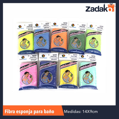MIFA007 MINI FACIAL, FIBRA ESPONJA PARA BAÑO CON 1 PZ O CAJA CON 100 PZS