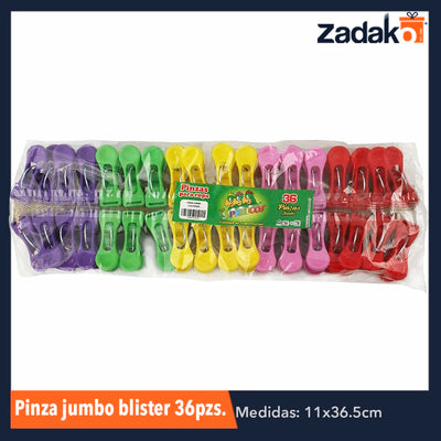 PINZA JUMBO BLISTER 36 PZS, CON 1 PZ O CAJA CON 24 PZS