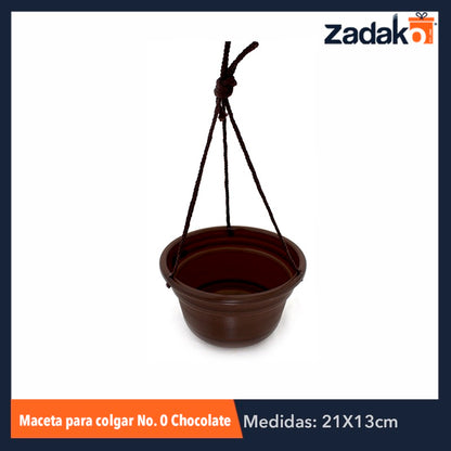 MACETA PARA COLGAR NO. 0 CHOCOLATE, CON 1 PZ O CAJA CON 25 PZS