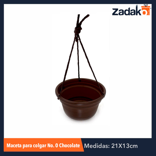 MACETA PARA COLGAR NO. 0 CHOCOLATE, CON 1 PZ O CAJA CON 25 PZS
