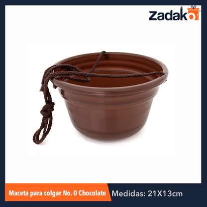 MACETA PARA COLGAR NO. 0 CHOCOLATE, CON 1 PZ O CAJA CON 25 PZS