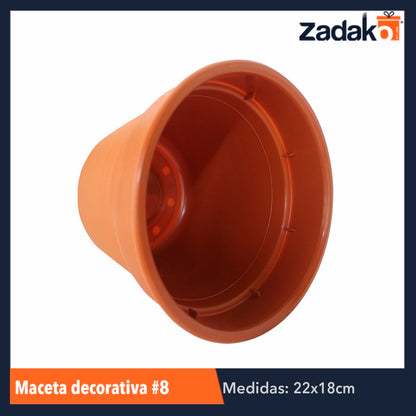 MACETA DECORATIVA No. 8 TERRACOTA, CON 1 PZ O CAJA CON 25 PZS