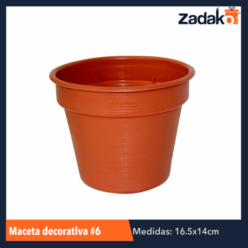 MACETA DECORATIVA No. 6 TERRACOTA, CON 1 PZ O CAJA CON 100 PZS