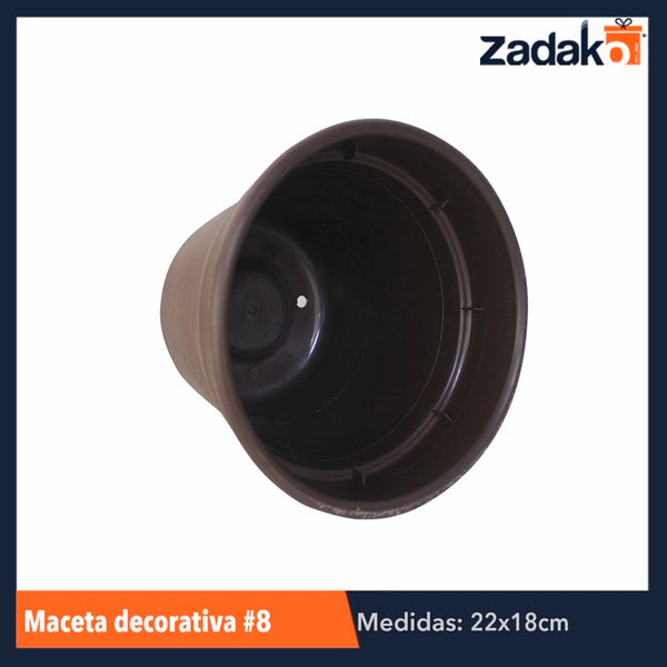 MACETA DECORATIVA No. 8 CHOCOLATE, CON 1 PZ O CAJA CON 25 PZS