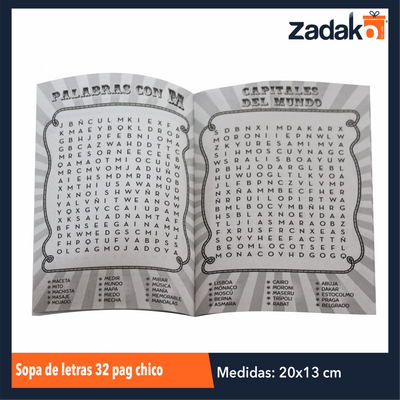 SOPA DE LETRAS 32 PAG CHICO CON 1 PZ O CAJA CON 100 PZS
