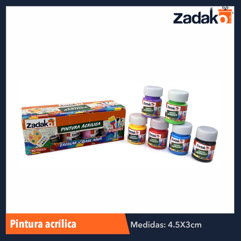 PINTURA ACRILICA, CON 10 PZS, O CAJA CON 50 PQTS