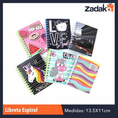 LIBRETA ESPIRAL CH  50 HOJAS, CON 10 PZS, O CAJA CON 30 PQTS