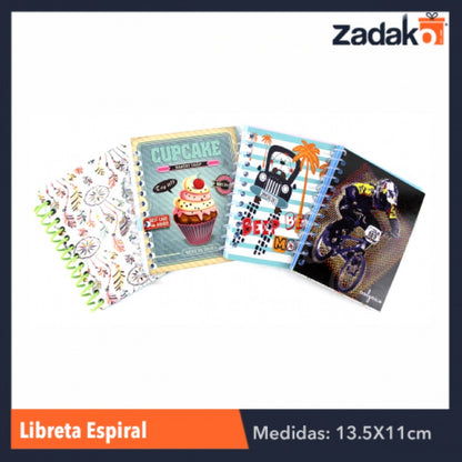 LIBRETA ESPIRAL CH  50 HOJAS, CON 10 PZS, O CAJA CON 30 PQTS