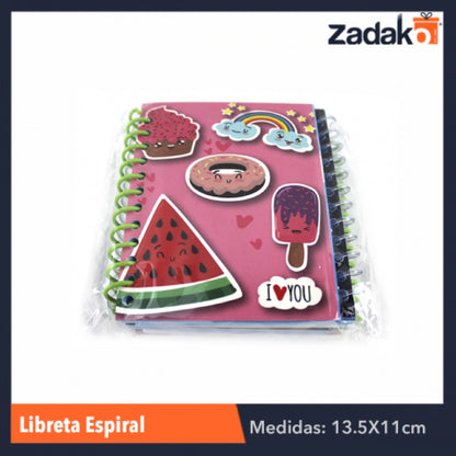 LIBRETA ESPIRAL CH  50 HOJAS, CON 10 PZS, O CAJA CON 30 PQTS