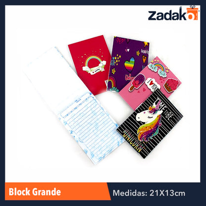 BLOCK GRANDE 28 HOJAS CON 12 PIEZAS, O CAJA CON 40 PQTS