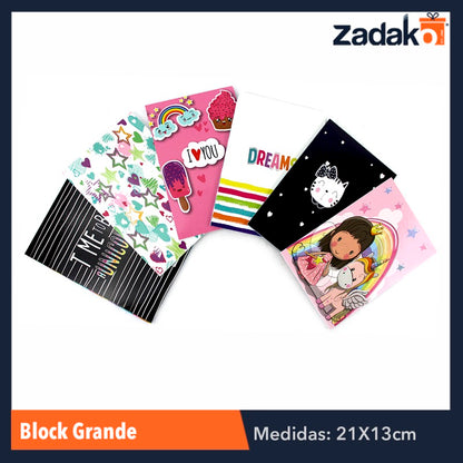 BLOCK GRANDE 28 HOJAS CON 12 PIEZAS, O CAJA CON 40 PQTS