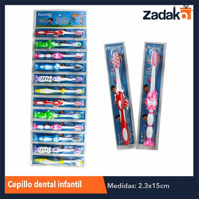 KG88 CEPILLO DENTAL INFANTIL 12 PZS CARTERA CON 1 PZ O CAJA CON 100 PZS