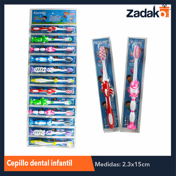 KG88 CEPILLO DENTAL INFANTIL 12 PZS CARTERA CON 1 PZ O CAJA CON 100 PZS