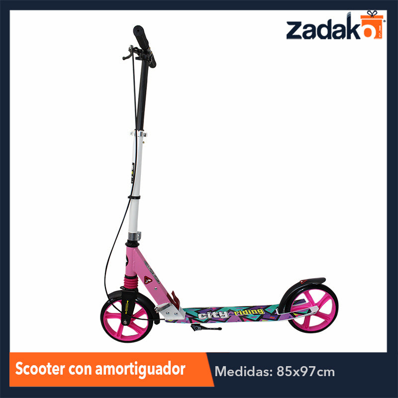 ZJN-0223 SCOOTER CON AMORTIGUADOR 2 RUEDAS, CON 1 PZ O CAJA CON 4 PZS