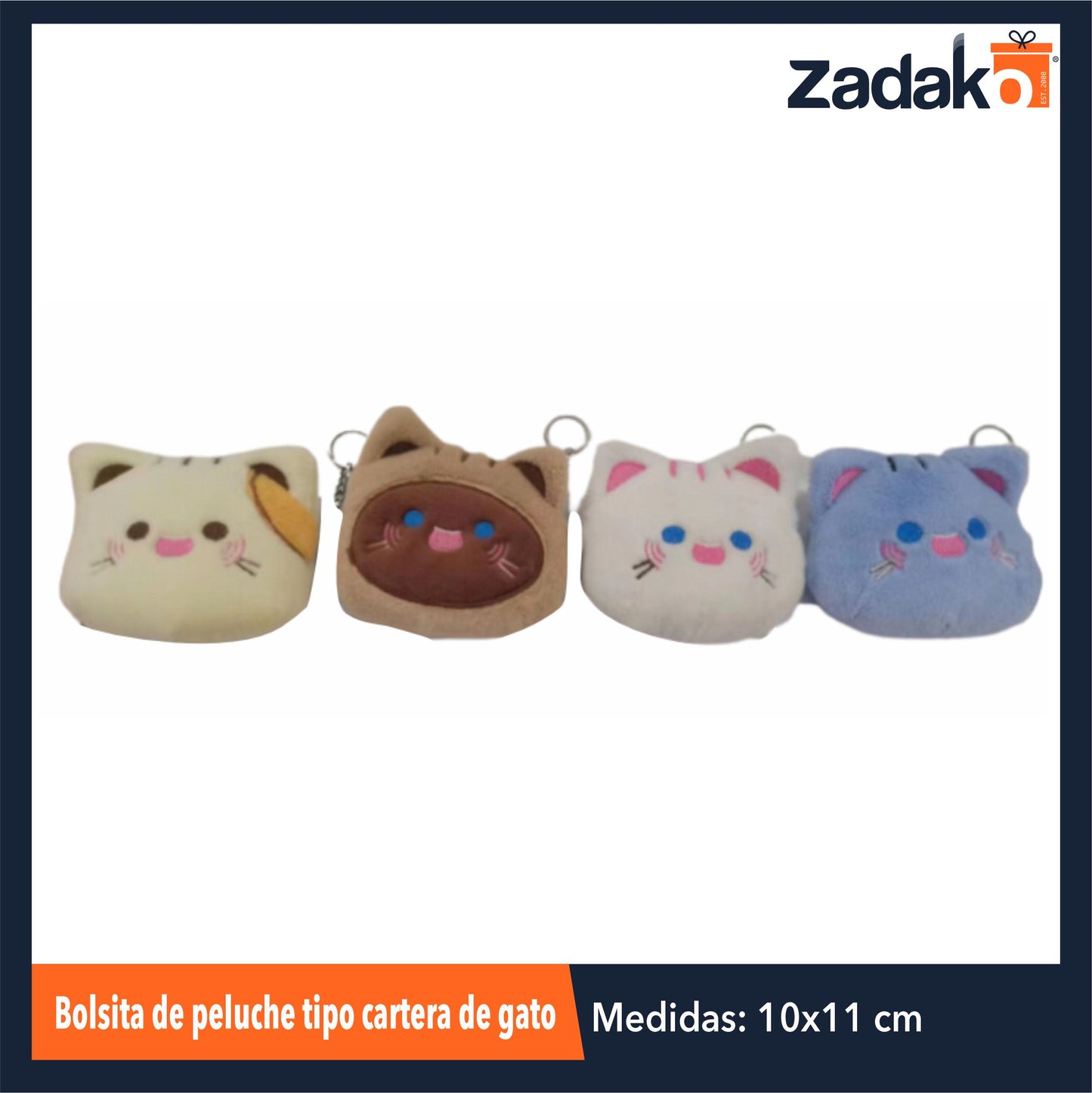 ZA-0108 BOLSITA DE PELUCHE TIPO CARTERA DE GATO CON 1 PZ O CAJA CON 600 PZS