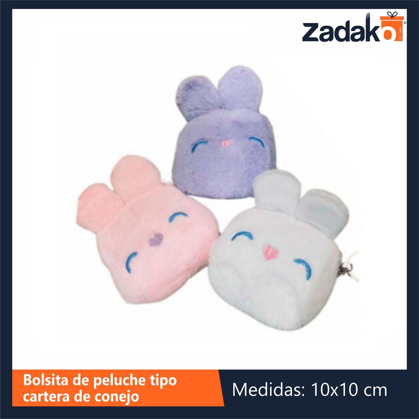 ZA-0107 BOLSITA DE PELUCHE TIPO CARTERA DE CONEJO CON 1 PZ O CAJA CON 1200 PZS