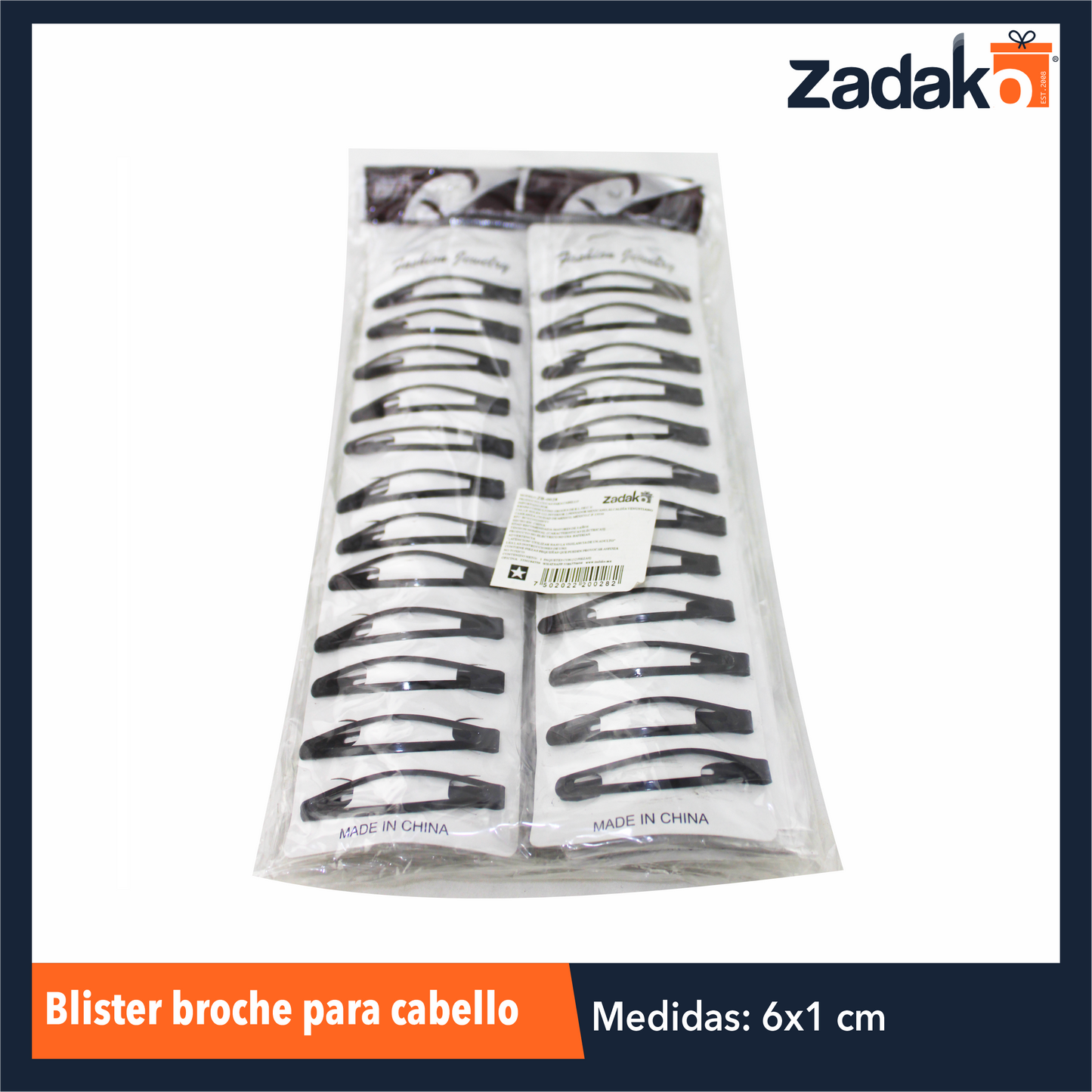 ZB-0028 BLISTER BROCHE PARA CABELLO, CON 12 PZS O CAJA CON 100 PQTS