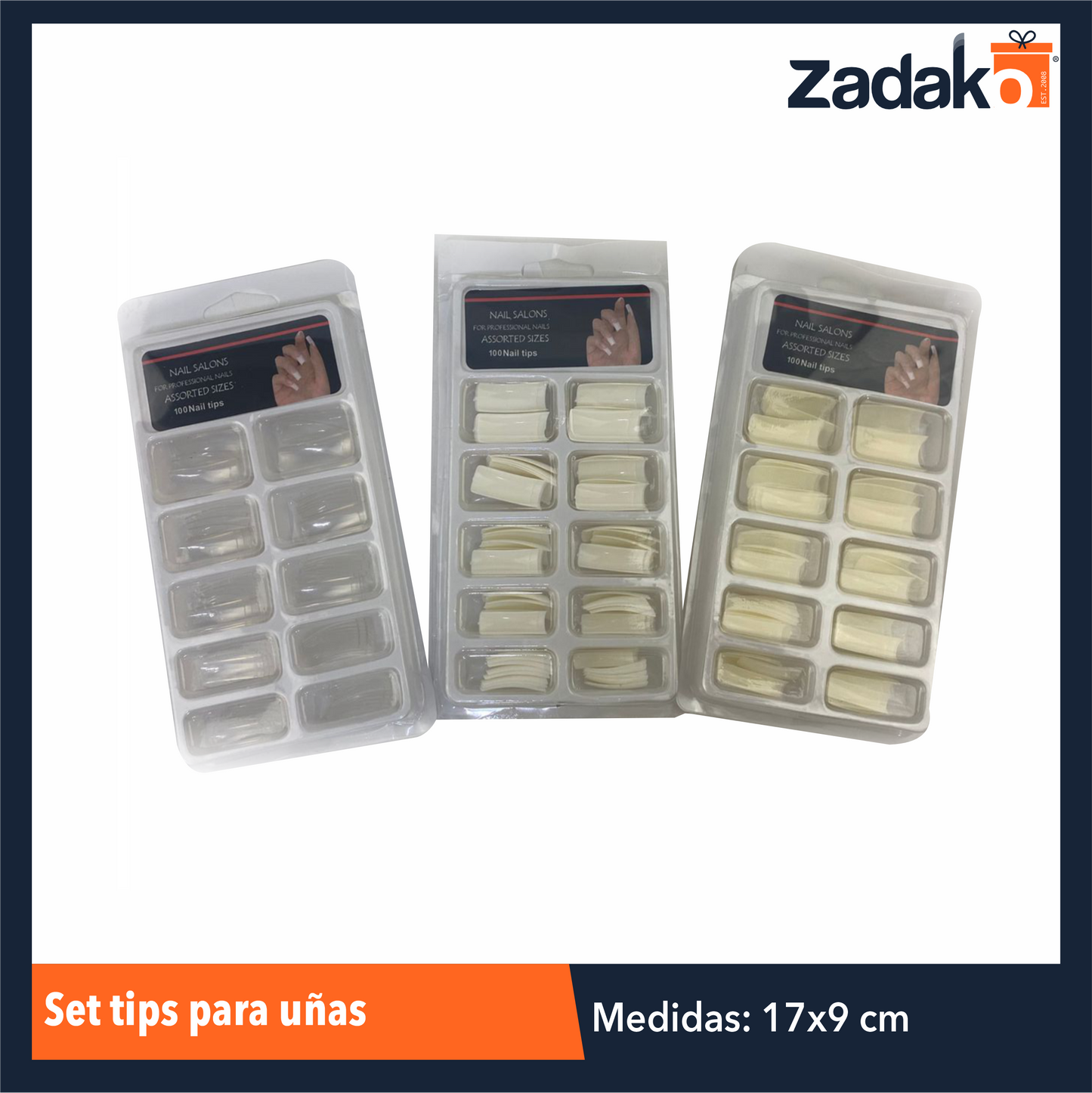 ZB-0255 SET TIPS PARA UÑAS CON 12 PZS O CAJA CON 50 PQTS