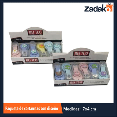 ZB-0286  PAQUETE DE CORTAUÑAS CON DISEÑO, CON 12 PZS O CAJA CON 100 PQTS