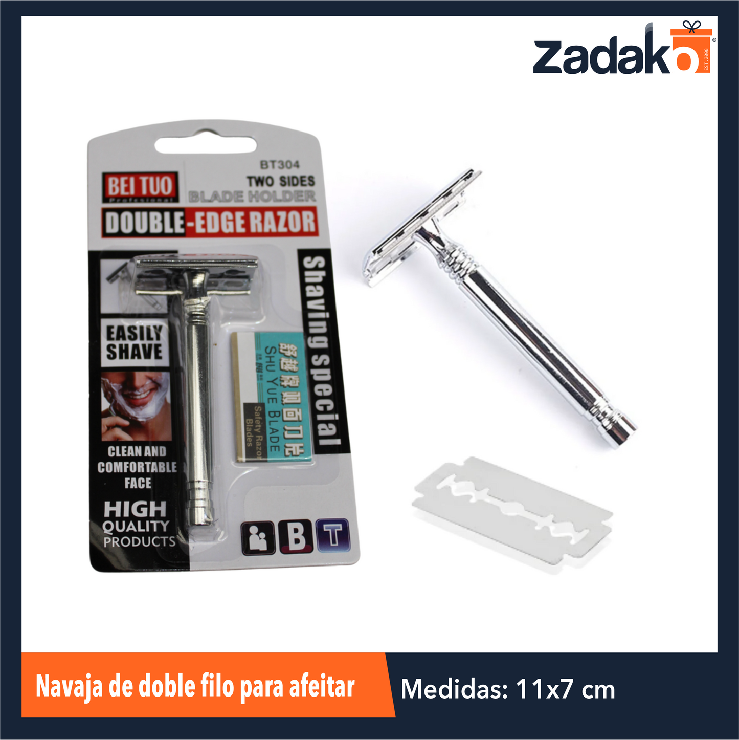 HFY-10317 ZB-0288 NAVAJA DE DOBLE FILO PARA AFEITAR CON 1 PZ O CAJA CON 288 PZS