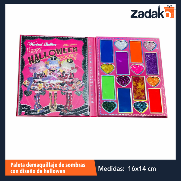 ZB-0316 PALETA DEMAQUILLAJE DE SOMBRAS CON DISEÑO DE HALLOWEN, CON 1 PZ O CAJA CON 192 PZS