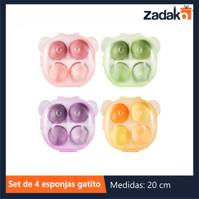 ZB-0369 SET DE 4 ESPONJAS GATITO CON 1 PZ O CAJA CON 240 PZS