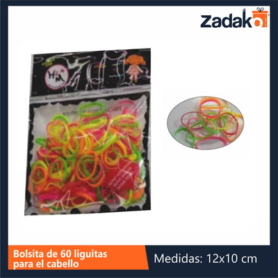 ZB-0381 BOLSITA DE 60 LIGUITAS PARA EL CABELLO CON 1 PZS O CAJA CON 1200 PZS