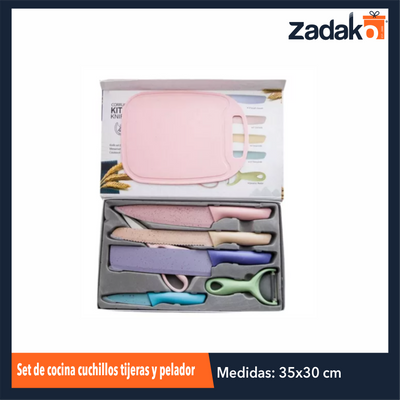 ZC-0429 SET DE COCINA CUCHILLOS TIJERAS Y PELADOR DE 6 PZS O CAJA CON 30 PZS