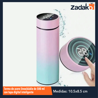 ZC-0501 TERMO DE ACERO IINOXIDABLE DE 500 ML CON TAPA DIGITAL INTELIGENTE CON PANTALLA CON 1 PZ O CAJA CON 50 PZS