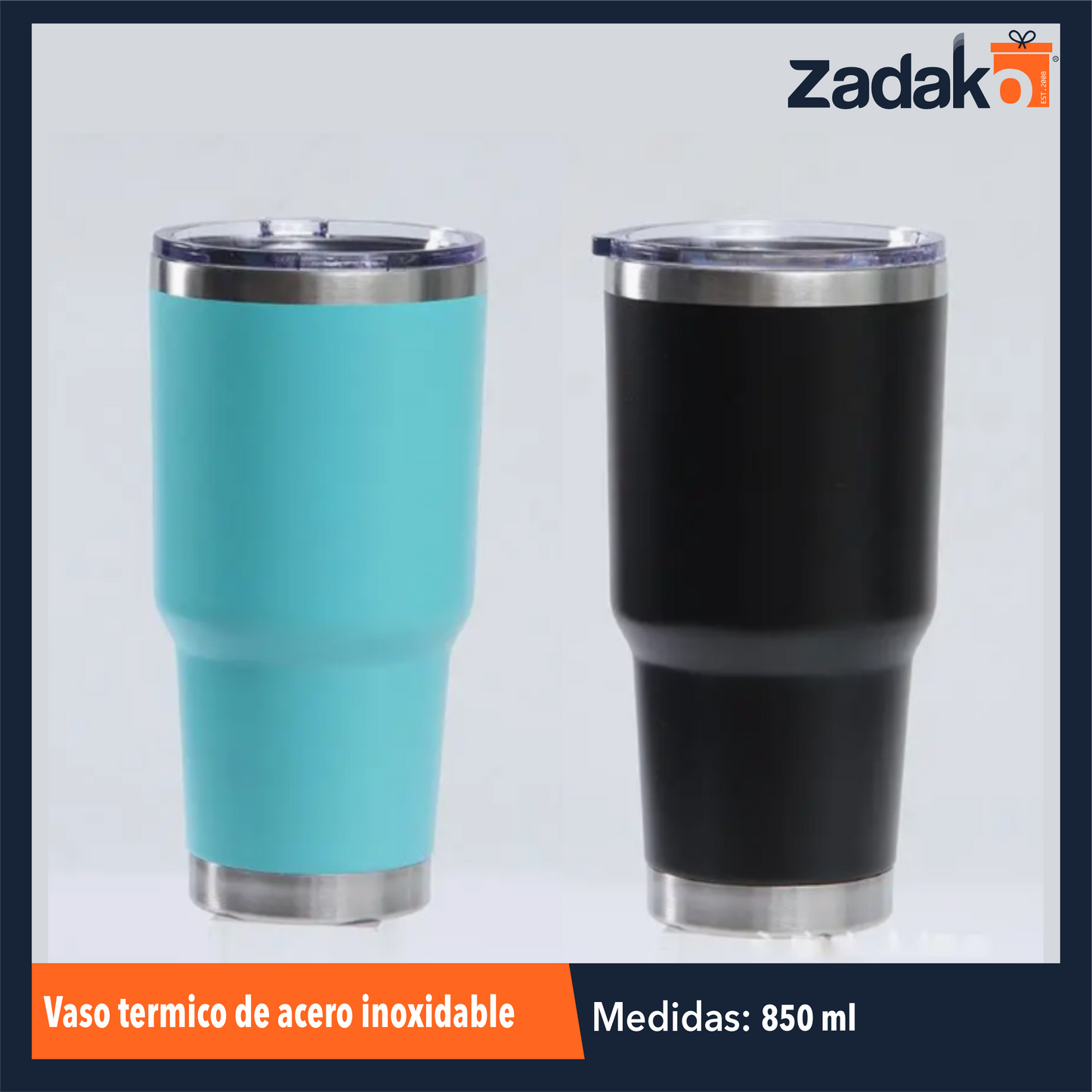 ZC-0502 VASO TERMICO DE ACERO INOXIDABLE DE 850 ML CON 1 PZ O CAJA CON 25 PZS