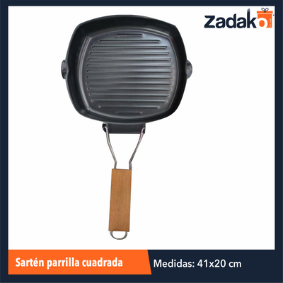 ZC-0522 SARTEN PARRILLA CUADRADA 20 X 41 CM CON 1 PZ O CAJA CON 24 PZS