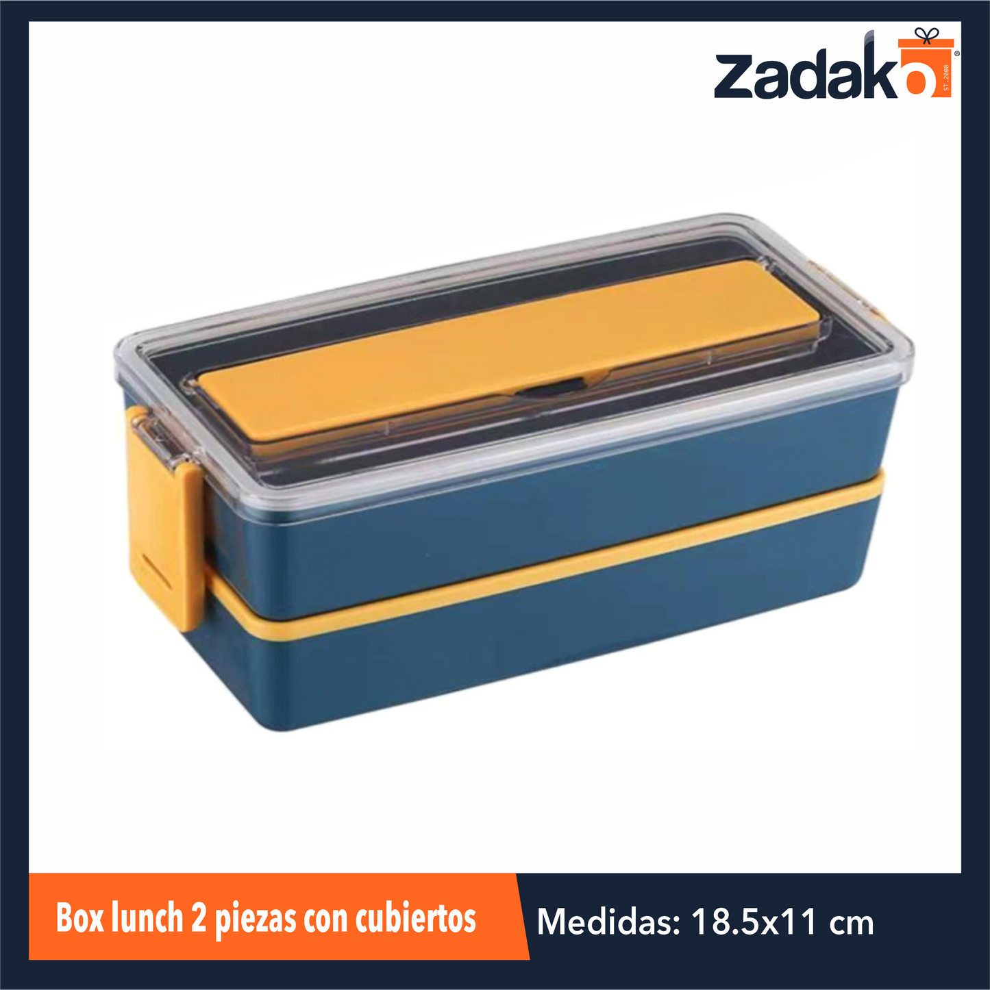 ZC-0536 BOX LUNCH 2 PIEZAS CON CUBIERTOS CON 1 PZ O CAJA CON 60 PZS