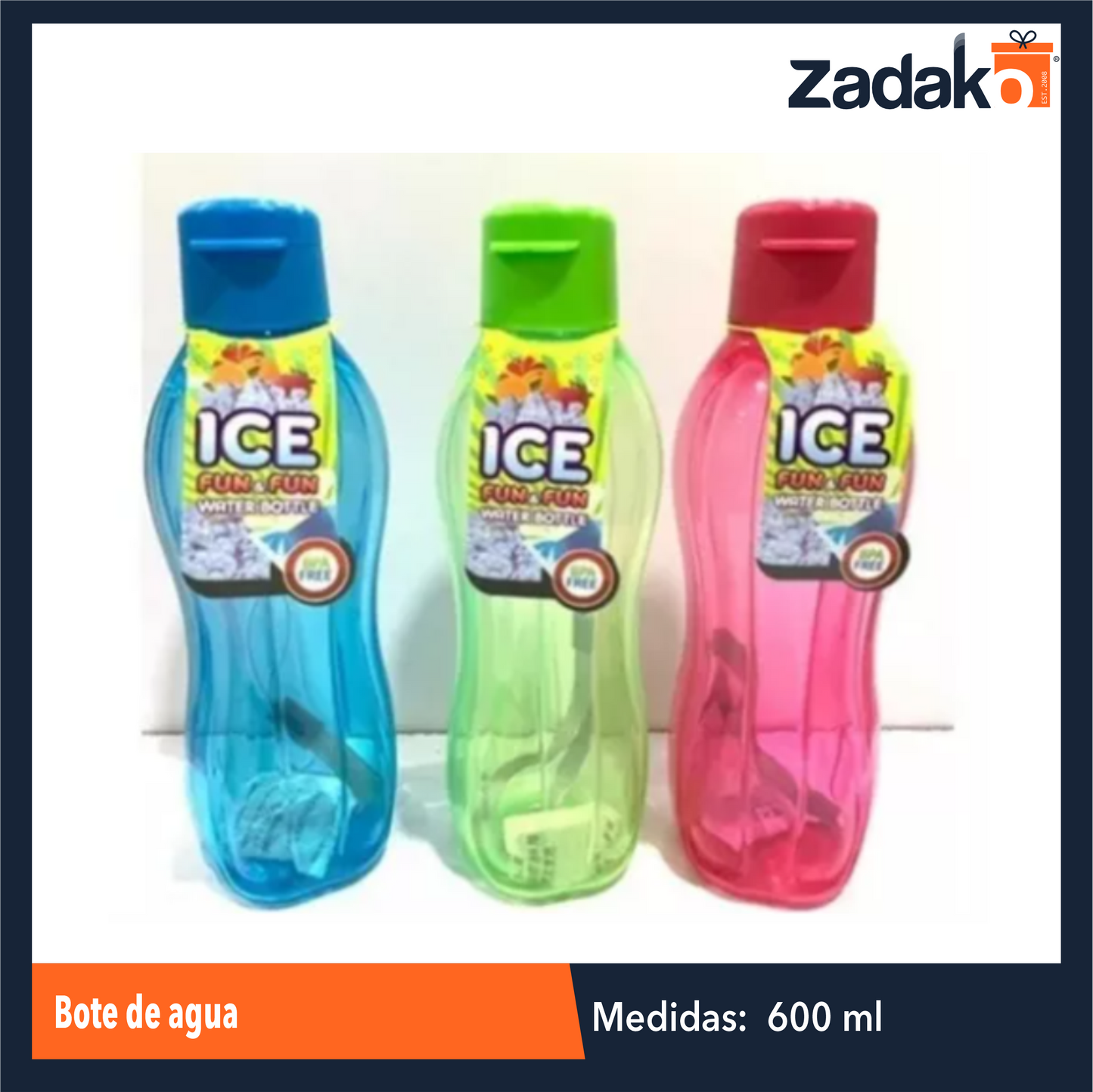 ZC-0545 BOTE DE AGUA 600 ML CON 1 PZ O CAJA CN 100 PZS