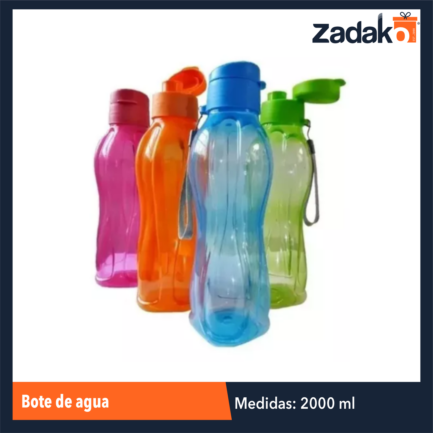 ZC-0550 BOTE DE AGUA 2000 ML CON 1 PZ O CAJA CON 80 PZS