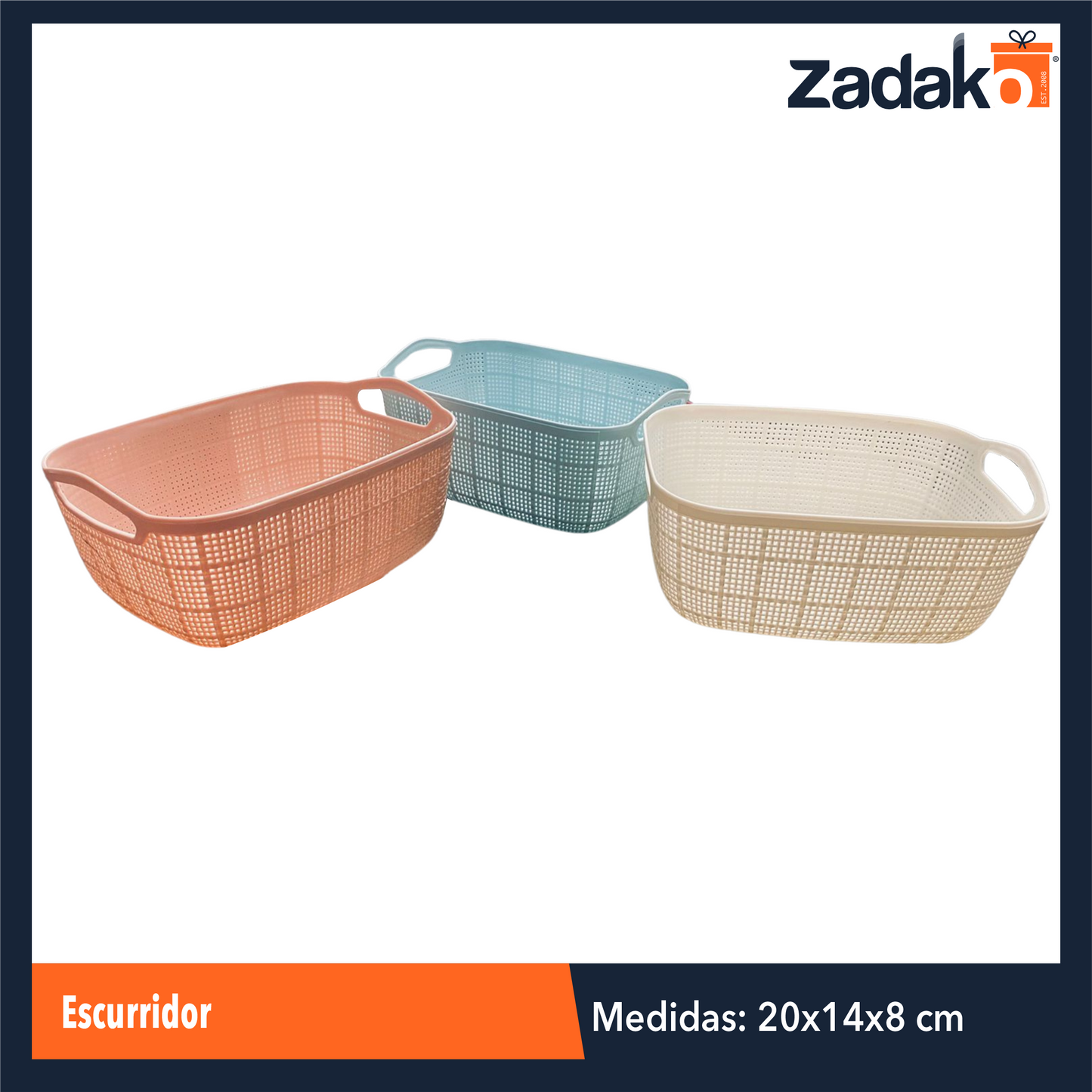 ZC-0556 3 ESCURRIDORES DE 8 X 20 X 14 CM CON 1 PZ O CAJA CON 72 PZS