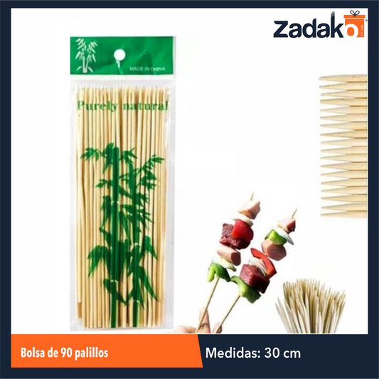 ZC-0577 BOLSA DE 90 PALILLOS DE MADERA DE 30 CM CON 1 PZ O CAJA CON 200 PZS