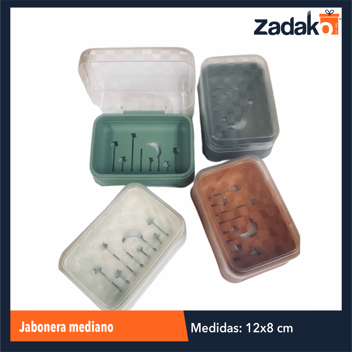 ZC-0607 JABONERA MEDIANO CON 3 PZ O  CAJA CON 80 PQTS