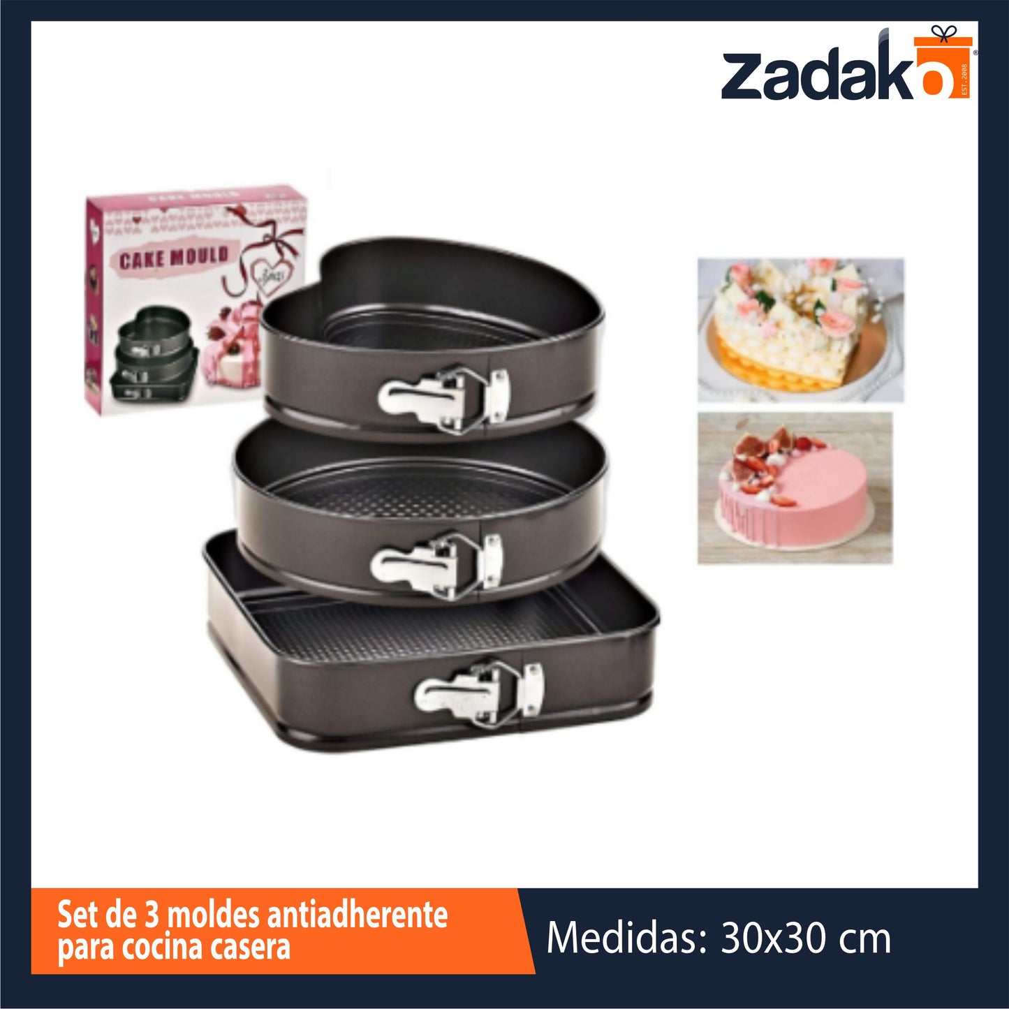 ZC-0510 SET DE 3 MOLDES ANTIADHERENTE PARA COCINA CASERA CON 1 PZ O CAJA CON 12 PZS